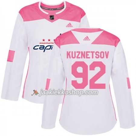 Nainen NHL Washington Capitals Pelipaita Evgeny Kuznetsov 92 Adidas 2017-2018 Valkoinen Vaaleanpunainen Fashion Authentic